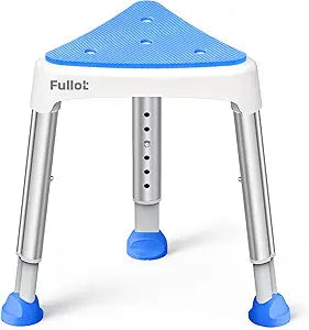 Space-Saving Triangular Shower Chair for Inside Shower with EVA Pad, 400 lbs Adjustable Shower Stool for Elderly and Disabled, Non-Slip Bathtub Chair with Stable-Bracing, Tool-Free