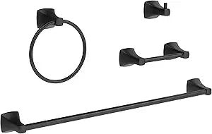 4 Pieces Bathroom Hardware Accessories Set Towel Bar Towel Holder Robe Hook Toilet Paper Holder Stainless Steel and Zinc Alloy Wall Mount