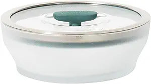 Anyday 4-Cup Microwave Cookware & Glass Container with Glass Lid, Plastic-Free Shallow Food Storage | Stackable Airtight Steamer with Vented Lid for Microwave-Safe Reheating, Steaming Vegetables