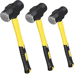 HOIGON 2lbs 3lbs 4lbs Sledge Hammer Set of 3, Pro-grade Sledge Hammer Tool with Fiberglass Handle, Stoning Club Hammer for Carpentry, Construction, Mechanic Work