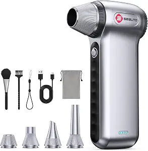 Electric Air Duster Accessories, Powerful Cordless Compressed Air Duster with 3-Speed Mini Air Duster Blower, Rechargeable Dust Cleaner for Computer Keyboard, PC, Car, Outdoor & Home Cleaning