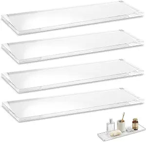 KOSHA 4 Pcs 13 Inch Acrylic Medicine Cabinet Shelves Replacement, High Clarity Clear Cabinet Shelf Organizer, 0.31" Thick Shatterproof Bathroom Wall Shelf Insert, Glass Shelf Alternative