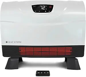 Heat Storm Phoenix Infrared Space Heater with Attachable Feet, Remote Control, Energy Efficient-750-1500 Watts, White Floor or Wall - HS-1500-PHX