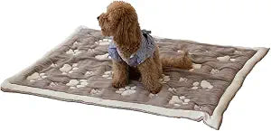 PetMat in Mocha/Beige| Organic Cotton Crate Pad for Small Dogs, Cats & Nursery | Seamless & Reversible | Washable | 3D Knit Comfort | 28x40 in Mat for Crates or Changing Tables