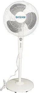 Hurricane Stand Fan - 16 Inch | Supreme Series |90 Degree Oscillation, 3 Speed Settings, Adjustable Height 41 Inches to 55 Inches - ETL Listed, White