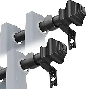 Curtain Rods for Windows 2 Pack 36-124 inch, 5/8 inch Matte Black Curtain Rod Adjustable by Splicing for Bedroom Kitchen Living Room