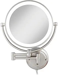 Zadro 14" Round Fluorescent 5X/1X Bathroom Magnifying Mirror Wall Mounted Makeup Mirror 20" Extendable Shaving Mirror