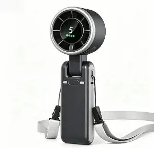 Portable Handheld Fan, 5-Gear Wind Speed, 13660 RPM, 180  Foldable Turbine Fan, USB Charging, 5000mAh Battery PoweredCan Be Used for 14 Hours, Suitable for Outdoor Travel, Beach, Barbecue (Black)