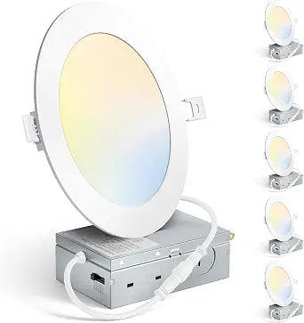 MAXvolador 6 Pack 6 Inch LED Recessed Ceiling Light 5CCT with Junction Box