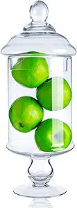 Diamond Star Clear Glass Apothecary Jar Decorative Candy Buffet Jars Elegant Glass Storage Containers (Height: 15" Body: 6.5")