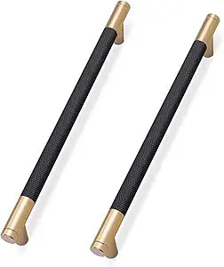 10 Pack Matte Black and Champagne Bronze Cabinet Pulls knurled 7-1/2 Inch Hole Centers Kitchen Cabinet Handles Drawer Pulls Cabinet Hardware
