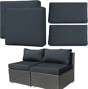 4Pcs Patio Cushion Covers Replacement,Outdoor Patio Seat Cushion Covers Furniture Sofa Covers,Waterproof Back Cushion Slipcovers Washable Pillow Cover with Zipper(25.625.63.94inches,Dark Grey)
