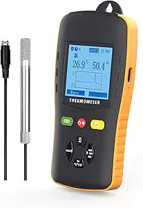 Tzone Temperature Humidity Data Logger USB Temp Recorder with Probe, Digital Dew Point Meter Wet Bulb Thermometer with Sound Alarm, Industrial RH Recording with Report for Lab HVAC Greenhouse Freezer