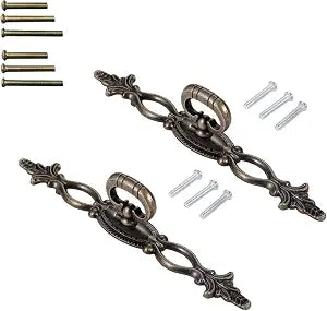 dophee 2Pcs Vintage Style Pulls Handles, Antique Bronze Hollow Decor