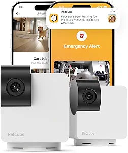 Petcube Cam 360 The Pack of 2 Camera | Ultimate Interactive WiFi Pet and Home Security Pan-Tilt Camera with Phone App, 1080p HD Video, 360 Rotation, Night Vision, Smart Alerts for Home Surveillance