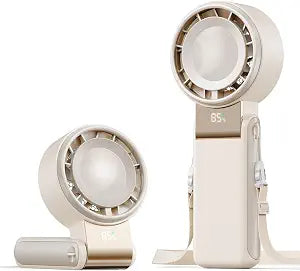 SHEWIND Portable Handheld Mini Fan -5 Speeds, 20H Max, LED Display - Cream