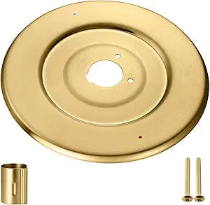 Shower Handle Cover Plate Compatible with Standard Valve,for One-Handle Tub and Shower Faucets, Escutcheon Replacement for Moen 16090 Chateau Collection, Brushed Gold