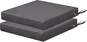 SAMTY Patio Chair Cushions Non Slip Bottom Chair Pad with Ties Set of 2 Waterproof Square Outdoor Seat Cushion Replacement for Garden Swing Furniture 18x18 Inch, Gray