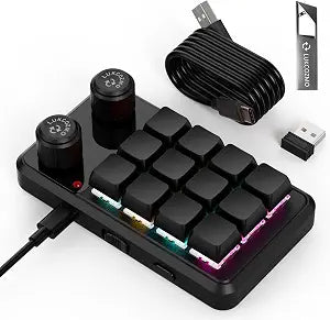 12-Key Macro Pad Programmable Mini Mechanical RGB OSU Knob Wireless Type-C