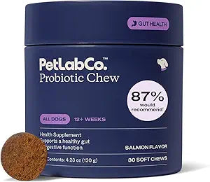 PetLab Co. Probiotics for Dogs, Support Gut Health, Occasional Diarrhea, Digestive Health & Seasonal Allergies - Salmon Flavor - Packaging May Vary - 30 Soft Chews