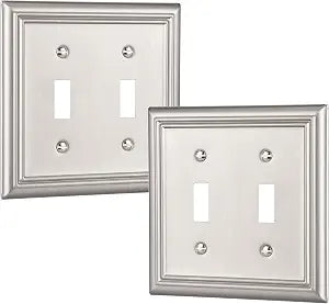 DEWENWILS Double Toggle Wallplates, Brushed Nickel Light Switch Covers