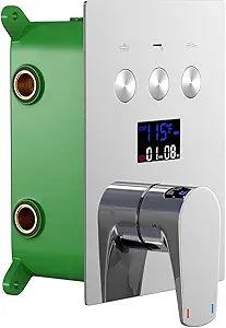 Chrome Pressure Balancing Shower Valve 3 Function Temperature Display Shower Diverter Valve Shower Trim Kit with Cartridge Wall Mounted Brass Male Thread Rough-In Valve