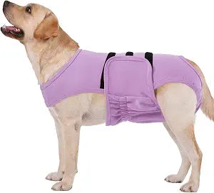 Lelepet Reusable Dog Diapers Female, Dog Period Panties, Washable Belly Band Dog with Suspenders, Dog in Heat Products, Soft Adjustable Doggie Onsie with Hole Tail, Purple, M