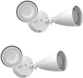 TIERONE Twin-Head LED Flood Light with Dusk to Dawn Photocell UL Listed Outdoor Security Lighting 120V Two Head Par Light with 4 PAR30 Bulbs(Each 12W 1080 Lumen 4000K) 2 Pack White
