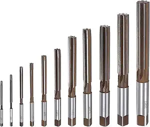 uxcell 11pcs Hand Reamers Set 3mm 4mm 5mm 6mm 8mm 10mm 12mm 14mm 16mm 18mm 20mm H7 Metric Alloy Steel Reamer Bit Straight Flutes Steel Cutting Tool for Metal Wood Hole Reaming