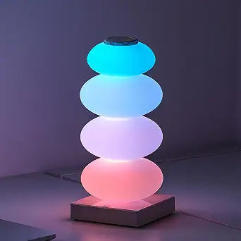 AVEKI RGB Touch Table Lamp, Color Changing Night Light Candy Gourd Design, USB Powered, Bedroom Desk Ambient Light, Small Bedside Lamp for Bedroom Living Room Home Decor (White)