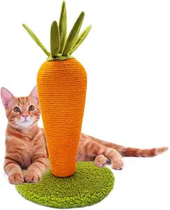 LIFLIX Carrot Cat Scratching Post, 17'' Cute and Fun Sisal Cat Scratcher for Indoor Cats and Kittens