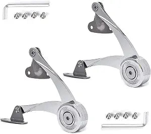 QBOSO Lid Support Hinge in Satin Nickel Folding Lid Stay Hinge with Soft Close, Perfect for Toy Box/Drawer/Window/Wardrobe/Cabinet Door,22lb(Scimitar Style 1pair)