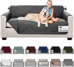 Sofa Shield Couch Slip Covers for Dogs, Reversible Furniture Protector with Strap, Stain and Tear Resistant Cushion Cover, 70 inch Seat, Machine Washable Slipcover Dog Pets Cats, Charcoal