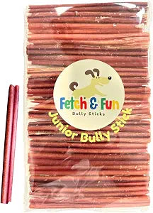 Fetch & Fun BULLYSTICKS - 6 Inch Bully Sticks (Thin - 25 Count) Bully Sticks for Small Dogs