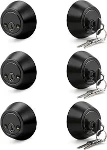 3 Pack Double Cylinder Deadbolts Flat Black, Keyed Two Sides Deadbolt Lock, Matte Black Interior & Exterior Door Hardware (for Entrance Lock and Front Gate)