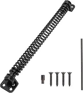 11-1/2" Gate Spring Self Closing Heavy Duty Outdoor Door Spring Automatic Metal Gate Closure Hardware with Adjustable Tool for Wooden and Vinyl Fence, Black
