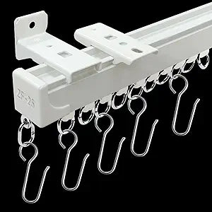 Curtain Track Ceiling or Wall Mount Curtain Tracks 12FT White with Hooks Room Divider Ceiling Track Set Suitable for Living Room Bedroom Bathroom