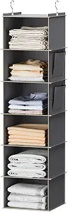 YOUDENOVA Hanging Closet Organizer and Storage, 6-Shelf, Grey