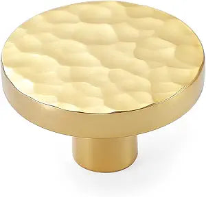 20-Pack Modern Gold Cabinet Knobs, Hammered Solid Brass Drawer Knobs, Round Dresser Drawer Pulls and Handles, Kitchen Cabinet Hardware, Diameter 1-3/16 Inch