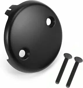 Bathtub Overflow Drain Cover 3-1/8 Inch Two Hole Tub Overflow Face Plate with Mounting Screws Black for Most Standard Bath Tub Drains