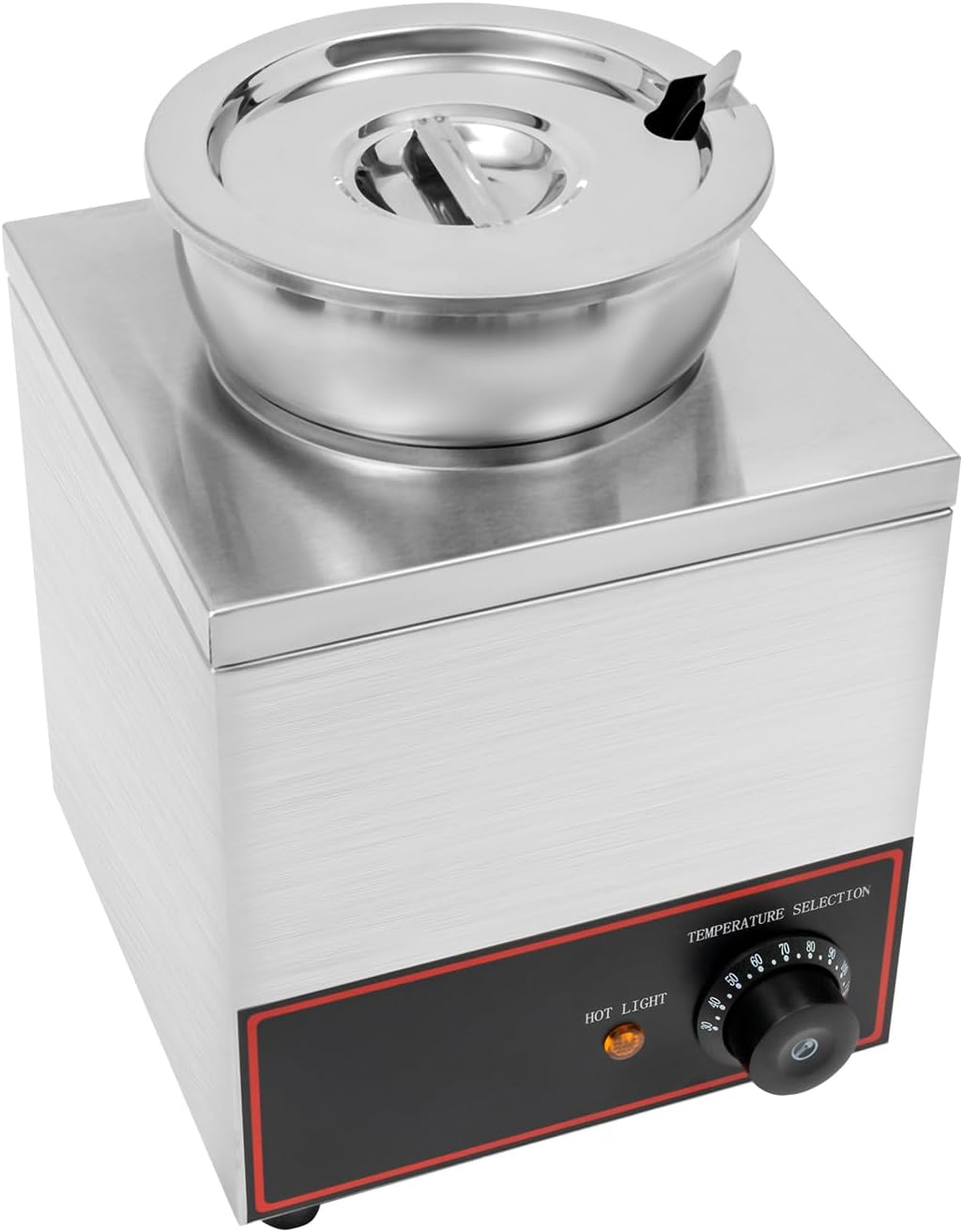 4L Commercial Food Warmer with Round Pot and Spoon, 4.2Qt Electric Countertop Soup Warmer, 150W Portable Steam Table Server & Warmer with Food Basin for Buffet Catering Party Restaurant, 86-230°F