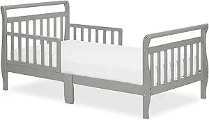 Dream On Me Classic Sleigh Toddler Bed in Cool Grey  Baby Safety Alliance Certified, Low-to-Floor Design, Non-Toxic Finish, Wooden Safety Rails