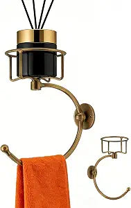 Gold Bathroom Wall Hand Towel Holder with Candle/Aromatherapy Holder, Multi-Functional Gold Wall Hooks,Candle Holders for Bathroom Dcor (Bronze)