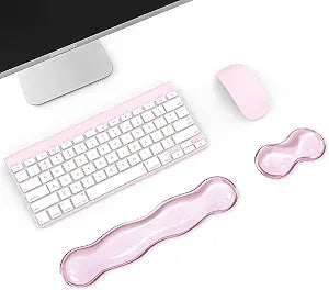 MoKo Gel Wrist Rest for Keyboard and Mouse, Clear Hand Rest, Clear Pink
