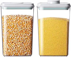 Food Storage Containers with Lids,2.9Qt 2Pcs Airtight Pop Food Storage Containers, BPA-Free Stackable Kitchen Pantry Organizers and Storage, One Button Opening Flour and Sugar Container Sets