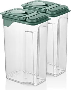Tribello Food Storage Dispenser with Pour Spout Lid  Pantry Bin  Clear Slim Food Storage Container for Rice, Sugar, Cereal  BPA Free - Kitchen Organization (Large 3.8 Quarts - 2 Pack)