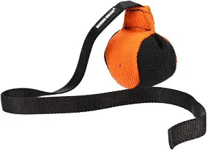 Dingo Gear Dog Ball with Long Handle, French Linen, Orange Black