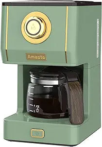 Amaste Drip Coffee Maker, Coffee Machine with 25 Oz Glass Coffee Pot, Retro Style Coffee Maker with Reusable Filter & Three Brewing Modes, Warming Plate, Matcha Green