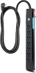 GE Surge Protector Power Strip, 4 Ft Extension Cord, 7 Outlet Extender