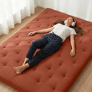 ZonLi Japanese Floor Futon Mattress Queen Size 80"x 60", 100% Cotton Cover 2.5'' Thicken Tatami Mattress, Foldable Sleeping Pad, Portable Dormitory Tatami Mat, Roll Up Floor Lounger Bed for Adult